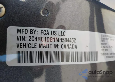 2021 Chrysler Voyager Lxi из США, поврежденный, VIN 2C4RC1DG1MR504452